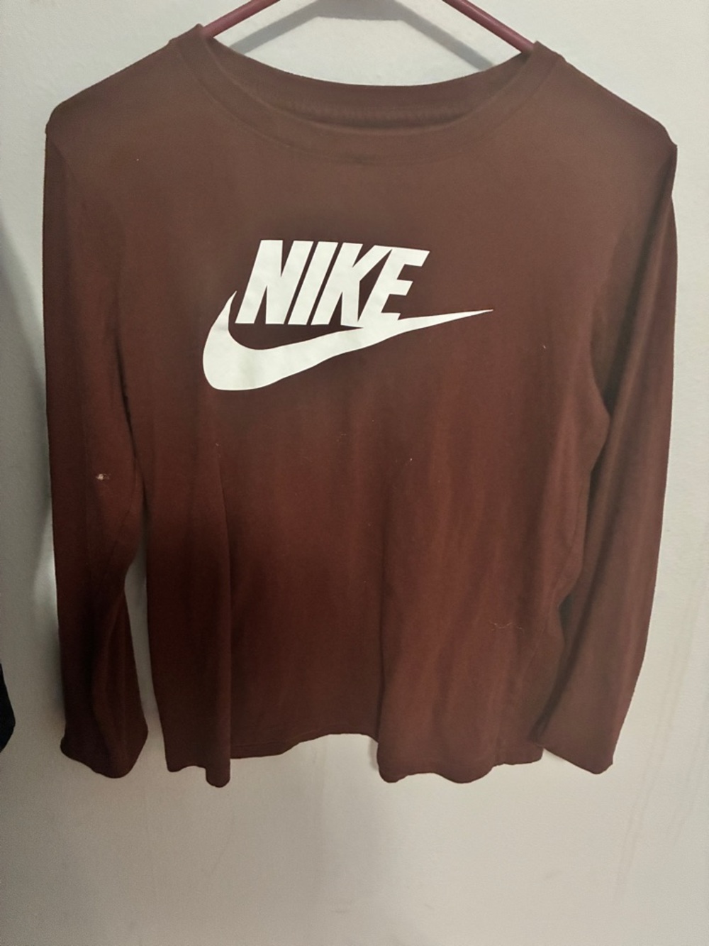 Nike Long Sleeve Tee Brown with White Logo